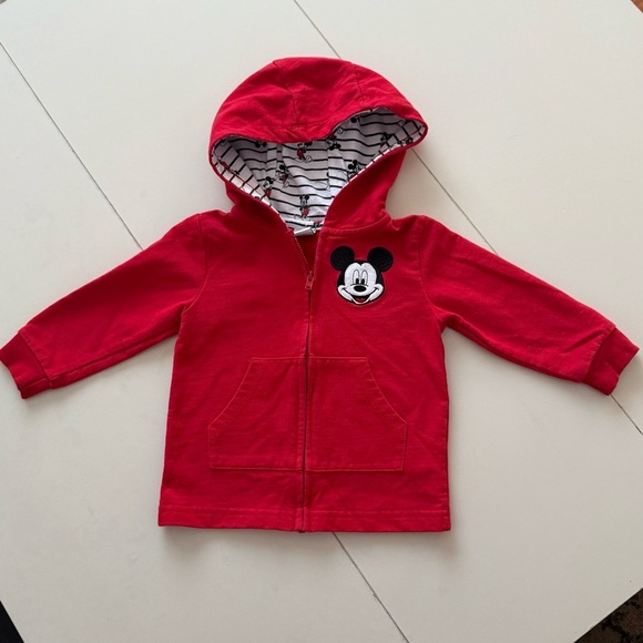 DISNEY VINTAGE RED MICKEY MOUSE BABY CHILD TODDLER ZIP UP HOODIE SIZE 18 MONTHS - Picture 3 of 6